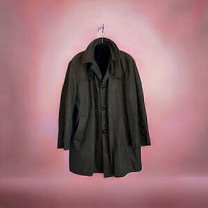 VINTAGE Brent brown black plaid trench coat 60s 70s retro outerwear jacket XXL